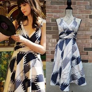 Zooey Deschanel Marc by Marc Jacobs knotted ikat dress sundress 0 XS